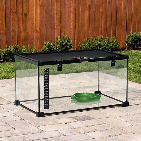 Terrarium en métal noir pour reptiles avec couvercle grillagé (1/5)
