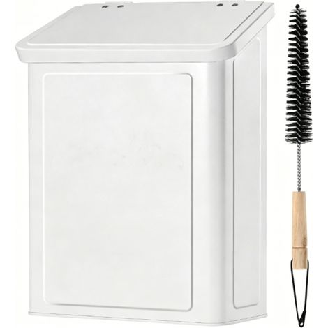 Poubelle à peluches blanche magnétique pour sèche-linge boîte de rangement murale adhésive avec brosse de nettoyage (1/5)
