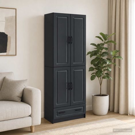 vidaXL Schrankset 2 pcs Schwarz Holzwerkstoff (1/5)