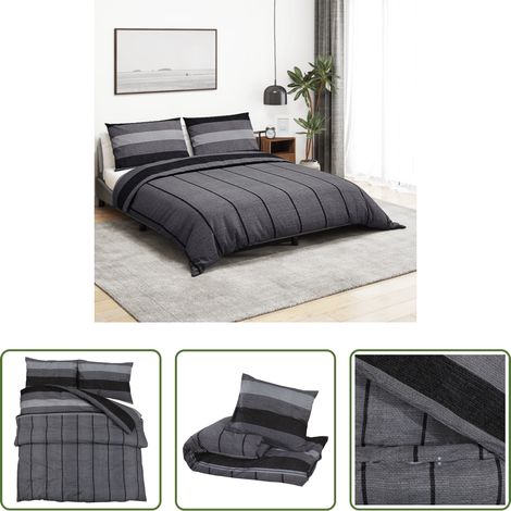 vidaXL 100 % coton - Ensemble de housse de couette gris foncé 200x200 cm Coton (1/5)