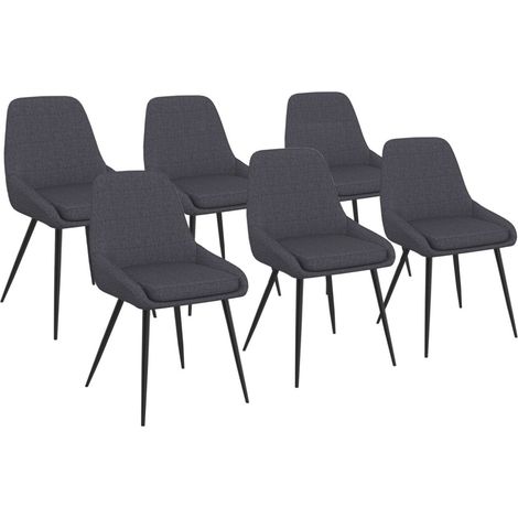 Lot de 6 chaises THALYA en tissu gris avec accoudoirs (1/5)