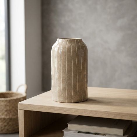 Textured Lined Glazed Display Vase (1/2)