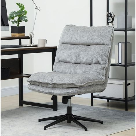 Silla de oficina giratoria en chenilla gris, 63,5x81x96-102 cm, altura regulable, función balancín (1/5)