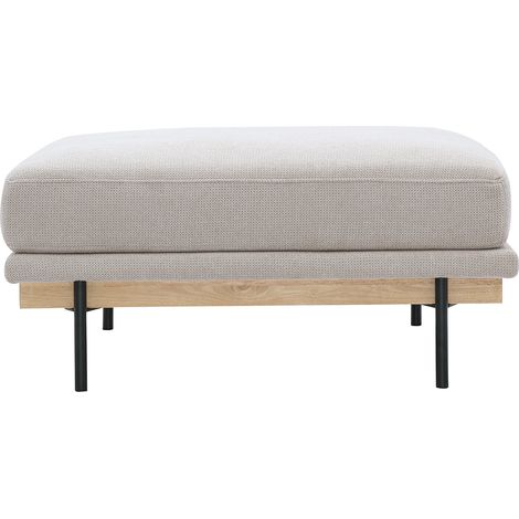 Pouf repose pieds en tissu chenille beige et métal noir TODD (1/4)