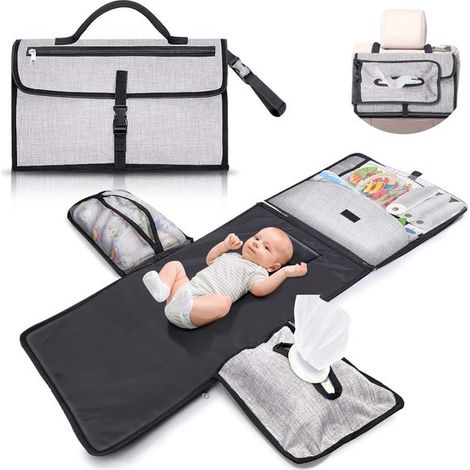 Wickelauflage – abnehmbar – mit 6 Taschen – Einheitsgröße – grau (1/5)
