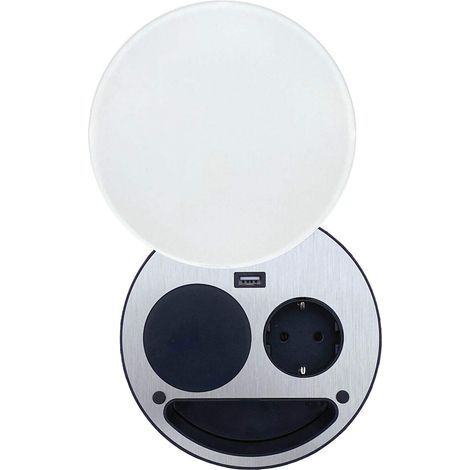 Bloc multiprise Schuko USB et chargeur sans fil Blanc
