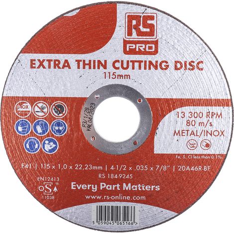 Disque abrasif RS PRO, P60, Ø 115mm, par 10 ( Prix pour Paquet de 10 ) (1/3)