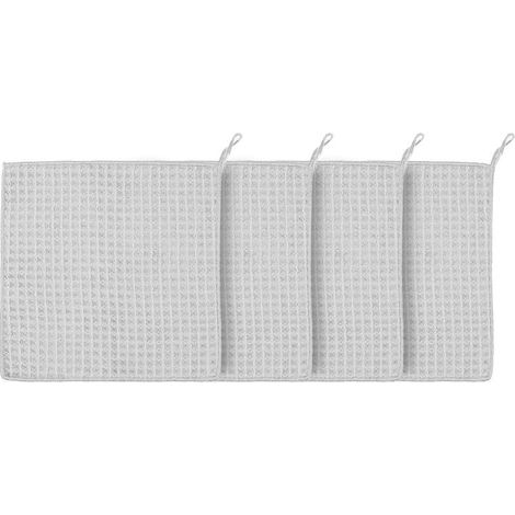 Lot de 4 serviettes de nettoyage en microfibre avec cordon Blanc 30 x 30 cm Comprend un cordon de suspension, taille compacte de 30 x 30 cm, mélange de polyester doux, séchage non pelucheux, lot de 4 (1/5)