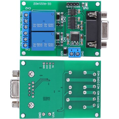2-Kanal-Seriellport-Relaismodul mit RS232-UART-Protokoll, DB9-Schnittstelle und TB351-Fernbedienungsplatine (1/5)