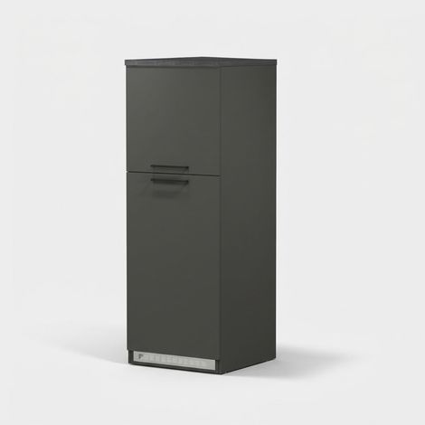 Armoire cache-frigo encastrable 2 portes rangement cuisine 60x60x164,5h Halser - Noir - Gris (1/5)