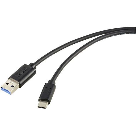 Câble USB 3.2 Gen 2 USB-C vers USB-A 1 m, noir, blindage RF total – RF-5720404 C875752 (1/4)