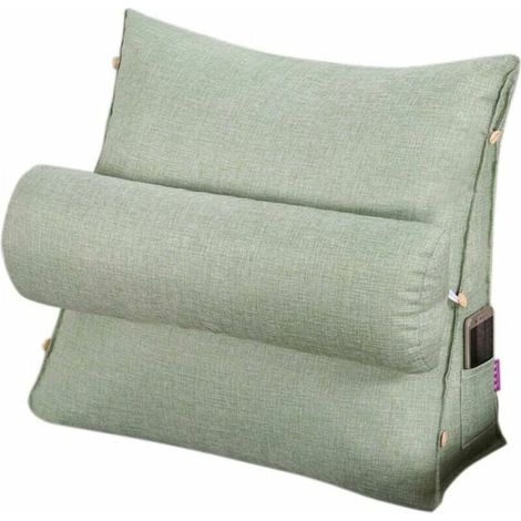 Almohada de lectura y televisión, cojín de apoyo para la espalda con altura ajustable y bolsillos, almohada triangular para la espalda, almohada de apoyo para el cuello, cojín de descanso para el sofá (1/5)
