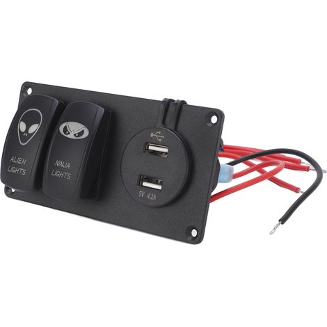 Panneau de Commutateurs Double pour Voiture, Bateau, Camping-car 12/24V - Interrupteur à Bascule Portable (1/5)