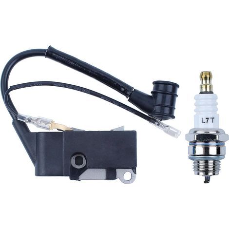 Bobine d'Allumage pour Tronçonneuse 4500 5200 5800 45cc 52cc 58cc 2 Temps Module de Bobine Allumage Tronconneuse Pièces de Rechange avec Bougie