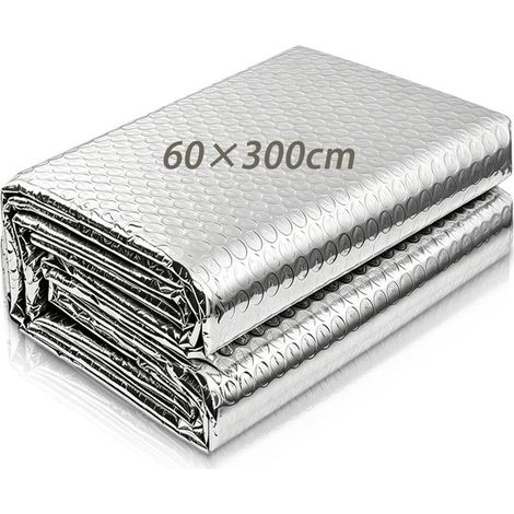 Rouleau isolant thermique aluminium 60 x 300 cm – Film réfléchissant à bulles pour isolation contre chaleur et froid – Isolation pour toitures portes camping-cars et extérieur (1/5)