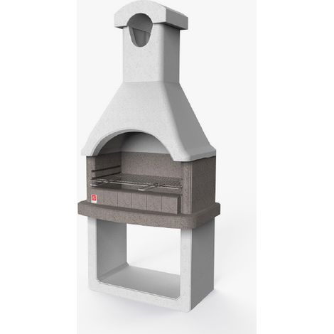 Barbecue portable en béton 88cm x 58cm – Grille chromée réglable 3 hauteurs – 300Kg pour grillades en extérieur – Sarom