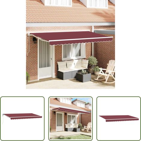 Ombre extérieure - Auvent Rétractable Bordeaux 350 x 200 cm Aluminium et Tissu (1/5)