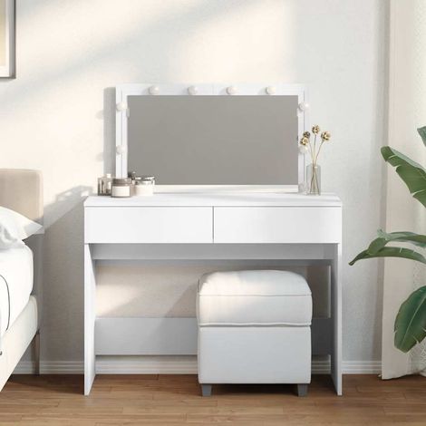vidaXL Dressing Table with LED White 100x40x120 cm