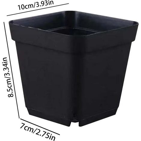 (10 cm) Pots de semis carrés noirs réutilisables (50 pièces) avec trous de drainage - Kit de jardinage (1/4)