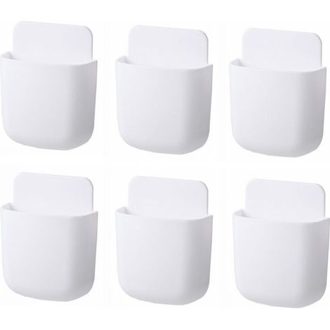 Lot de 6 supports muraux pour télécommande, auto-adhésifs, rangement sans trou, porte-crayon mural, chargeur de téléphone pour la maison, le bureau et l'école (1/5)