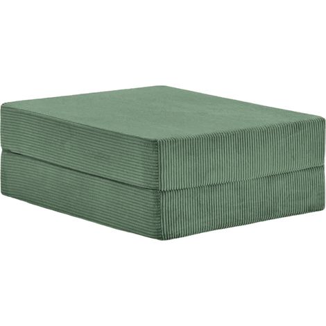 COSIMA - Pouf en petit velours côtelé Vert sapin 100x80x34 (1/5)