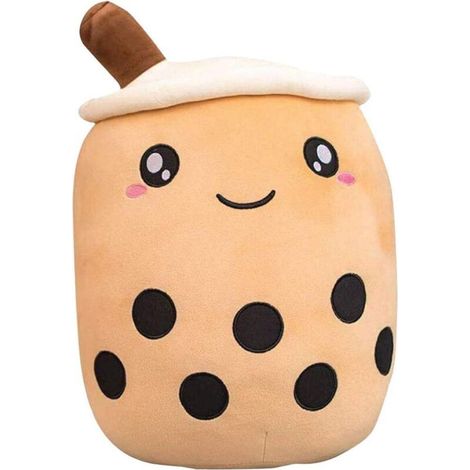 Oreiller en peluche Bubble Tea - Peluche tasse à thé au lait - Jouet en peluche réaliste Bubble Tea avec tubes d'aspiration Oreiller Boba doux - Oreiller en forme de tasse à thé (1/5)