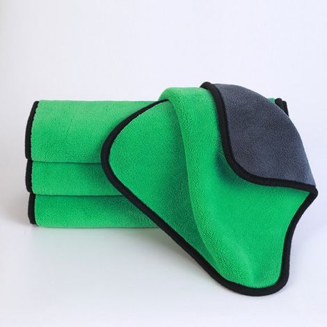 Mikrofasertücher, 4 Stück, doppellagig und verdickt, super saugfähig, geeignet für die Auto- und Motorradpflege, Lila – 30 cm × 30 cm (1/5)