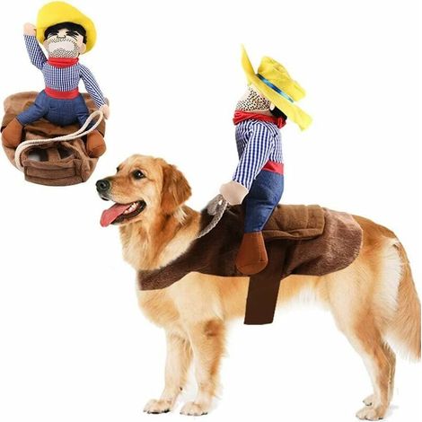 Costume pour animaux de compagnie drôle Cowboy chien Costume fantaisie Pet Cosplay vêtements adapté pour chien moyen grand chat (1/3)