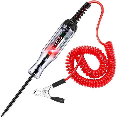 1 Pièce Testeur de circuit automobile 3-48V avec voltmètre,lampe de test d'affichage à rétroéclairage LED robuste,testeur de tension DC bidirectionnel,stylo de test de lumière électrique (1/5)