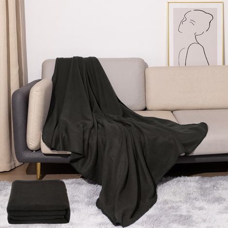 Couverture En Polaire - 127 x 152 cm - Pour Canapé Ou Yoga - Noir - 1 Pièce (1/5)