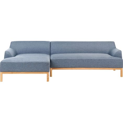 Ecksofa 3-Sitzer SOSJO Stoff Blau rechtsseitig