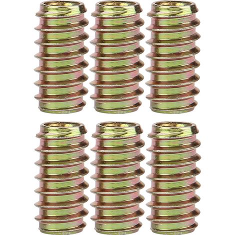 Écrous droits à dents intérieures et extérieures en fer, assortiment de meubles, écrous à insérer filetés (M825, 50 pièces) (1/5)
