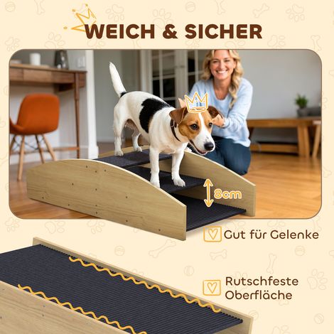 Planche d'équilibre pour chien 2-en-1 : balançoire et escalier antidérapants en bois de sapin 80 x 39,5 cm (1/5)