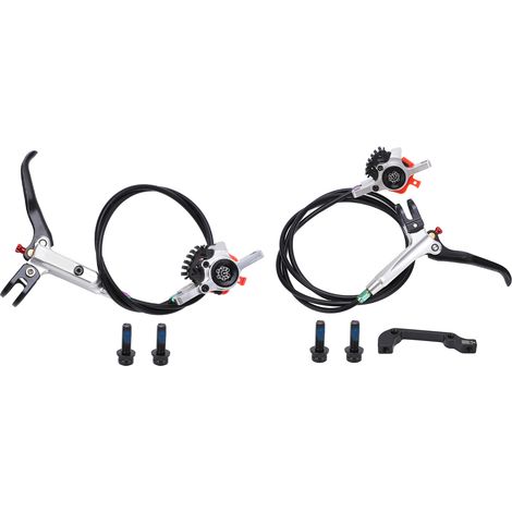 MEIJUN Fahrrad-Scheibenbremsen-Set, rutschfest, vorne und hinten, mit hydraulischen Bremssätteln, Silber (1/5)
