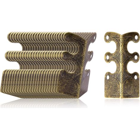 24 Pièces Protecteur d'angle de Plinthe en Fer avec Vis, Protection d'angle Vintage, Code Angulaire Décoratif Protecteur, Protège Coin de Meubles pour Chaise Boîte Mur en Bois (Bronze) (1/5)