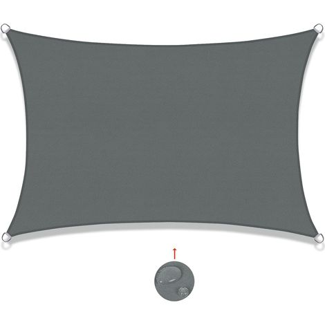 Voile d'ombrage Rectangulaire 2x4m Imperméable Toile Ombrage UV Protection pour Patio Jardin, Terrasse,Extérieur, Balcon, Gris (1/5)