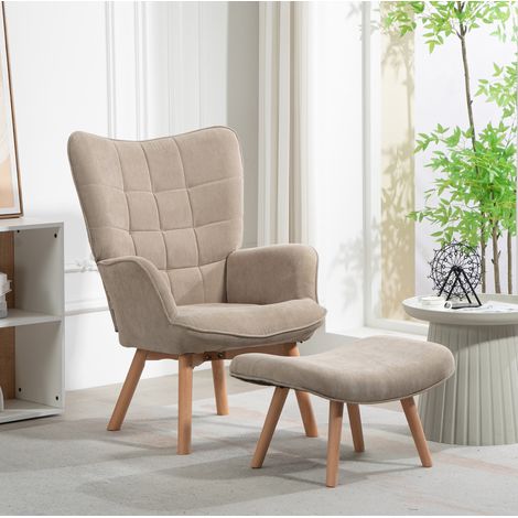 Sillón relax con reposapiés tapizado en tejido khaki OKMYHOME (1/3)