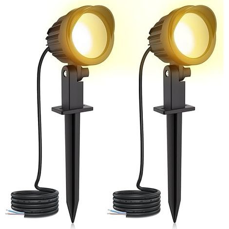 7W LED-Außenstrahler, 2 Stück, warmweiß 2700K, IP66 wasserdicht, 500LM, mit Erdspieß, 85-265V/AC, gepolsterte Gartenleuchte für Terrasse, Einfahrt, Sträucher, Pflanzen, Balkon [Energieklasse G] (1/5)