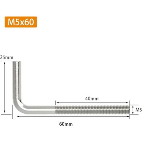 Boulon D Ancrage L - Acier Inoxydable 304 - M5 X 60 Mm - Angle Droit - Lot De 30 (1/5)