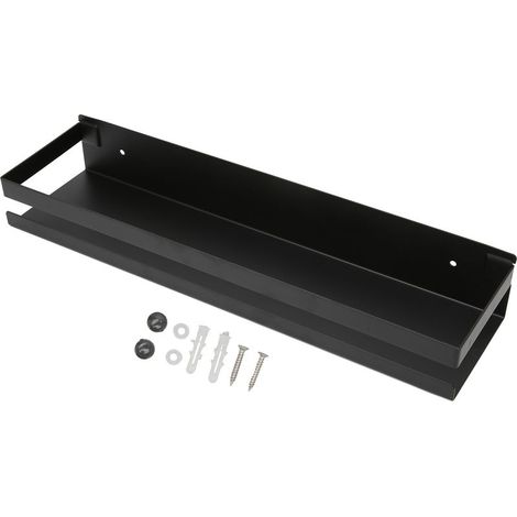 Étagère de Salle de Bain Noire Grande Capacité de Stockage Imperméable Support Lourd pour Hôtel Dimensions 40x10x6 cm (1/5)