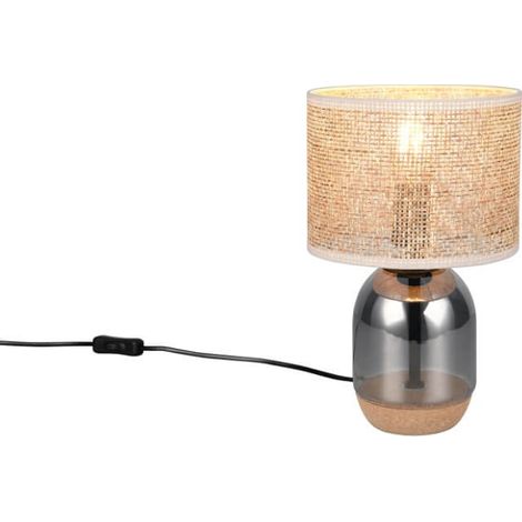 Lampe à poser 32 cm verre chromé abat-jour osier E27 (1/3)