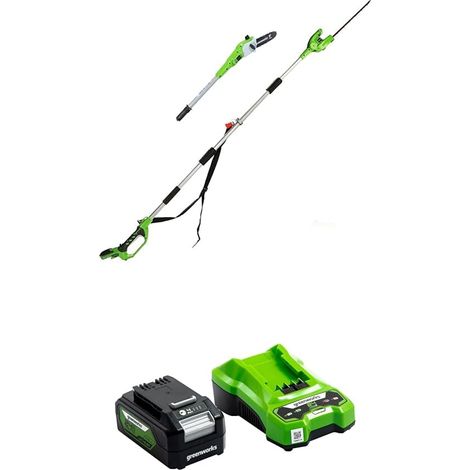 Élagueuse et 51 cm Taille Haie à Batterie sur Perche 2 en 1 avec Bandoulière, Tronçonneuse 20 cm, Lames Double Action, Batterie 4Ah et Chargeur, 3 Ans G24PSHK4