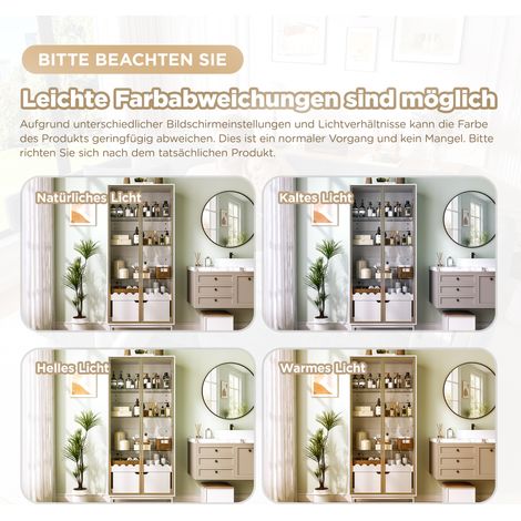 Meuble haut avec porte en verre, étagères vitrées réglables en hauteur, tiroir intégré, décor ondulé, pieds en métal – parfait pour salon, chambre et entrée. (1/5)