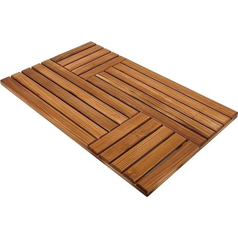 Teak Wood Bath Mat for Bathroom, Non-Slip Wooden Flooring Heavy Duty for Indoor Shower Spa, Home or Outdoor (1/5)