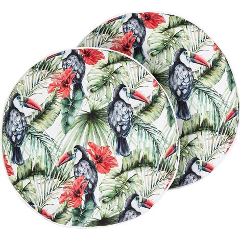 Conjunto de 2 cojines de jardín almohada de exterior ⌀ 40 cm poliéster motivo tucanes multicolor Mallare