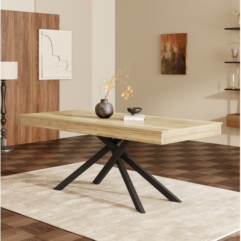 Ausziehbarer Esstisch 140/180 x 80 cm, MDF, Eichefarben HAVRYA (1/5)