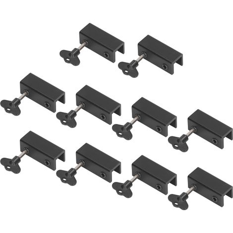Verrou de fenêtre coulissante 10 pièces, double trou réglable en alliage d'aluminium, bloque-porte de sécurité avec clé, noir pour maison et bureau (1/5)