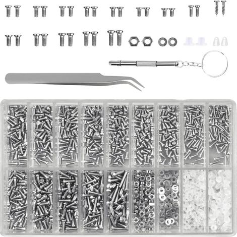 1000-teiliges Brillenreparaturset, Sortiment an Minischrauben und Bits, Präzisionswerkzeuge für Brillenfassungen, Optikerzubehör, praktischer Koffer (1/5)