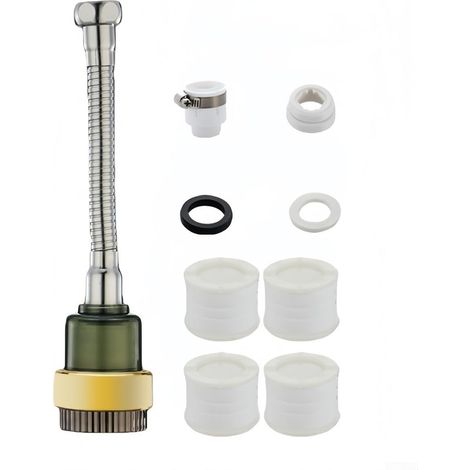 Drehbarer Küchenarmatur-Wasserhahn-Kopf-Verlängerung mit Filter zur Reduzierung von Spritzwasser und 360-Grad-Wasserdurchflusseinstellung (20 cm) (1/5)
