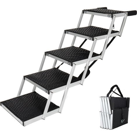 Rampe pliable en aluminium pour chiens à 5 marches antidérapantes OKWISH (1/5)